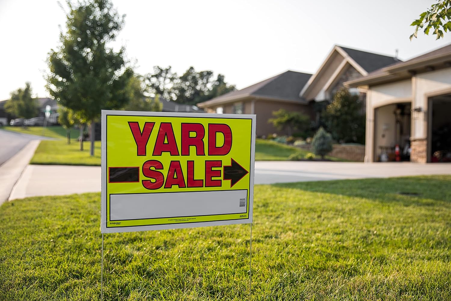 Yard Sale Sign with U-Stake, 32" H x 26" W, Yellow and Red, 10 Count Pack of 2 N681721