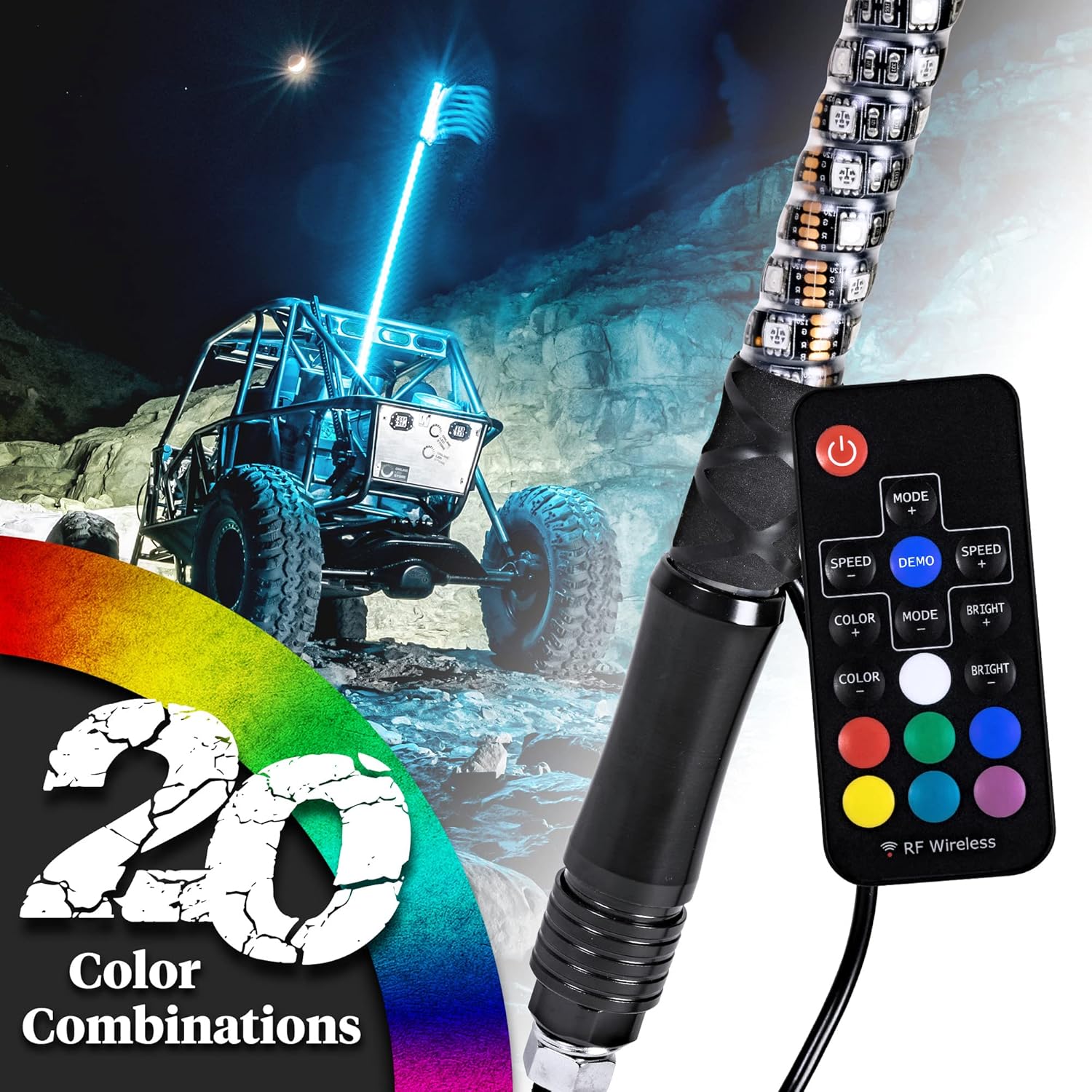 3ft Spiral LED Whip Light Antenna for UTV ATV P234