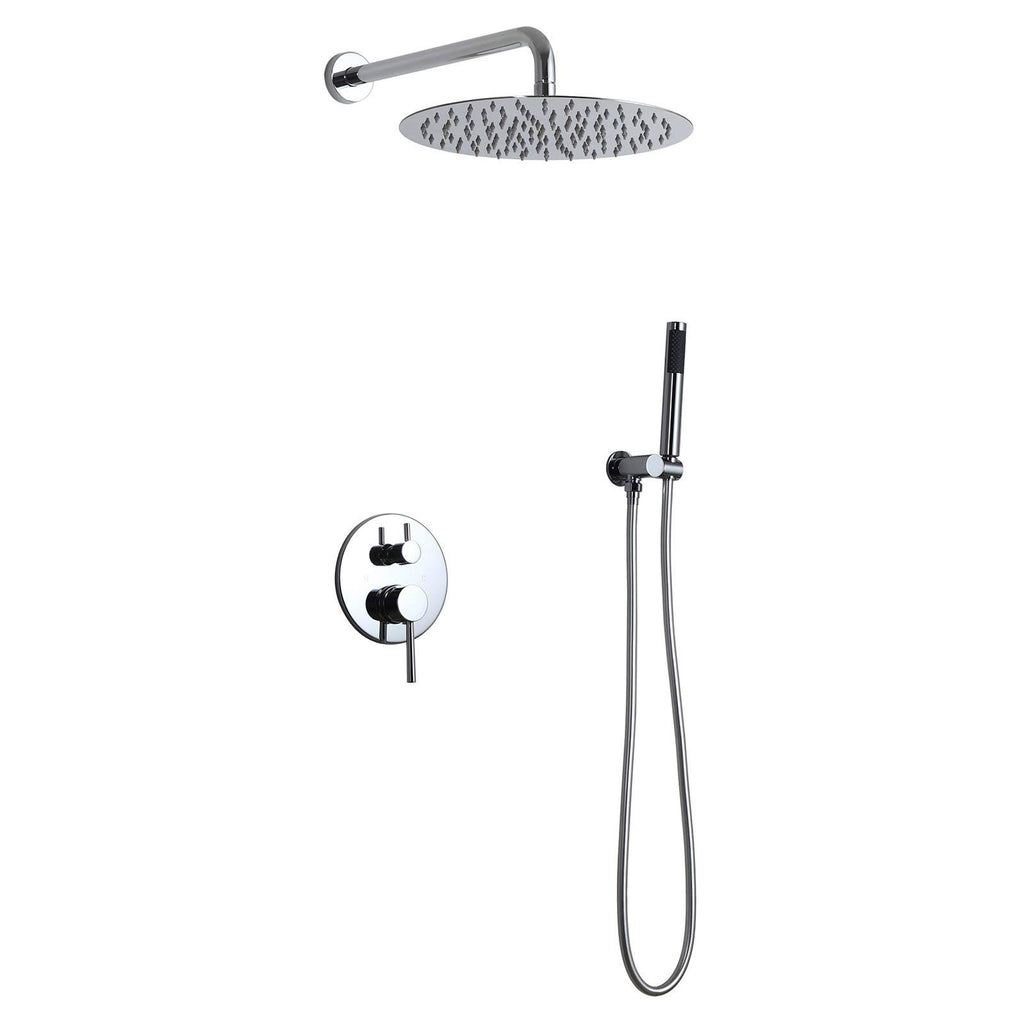 Chrome Wall Mounted Rain Shower Faucet Set with Hand Shower N763848