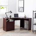 Walnut L Shaped Corner Desk with Storage File Cabinet P22717