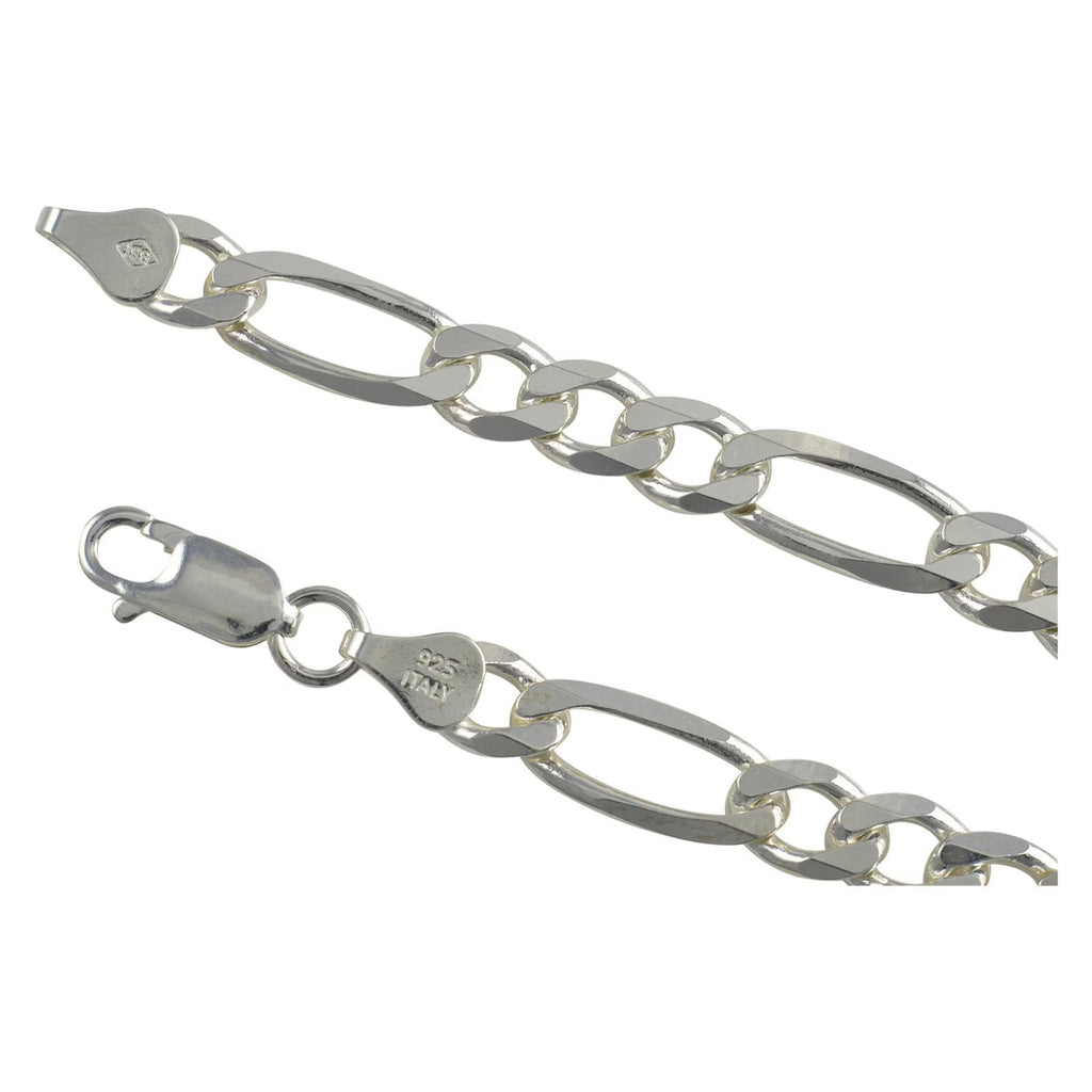 Solid .925 Sterling Silver Figaro Chain Bracelet L309233