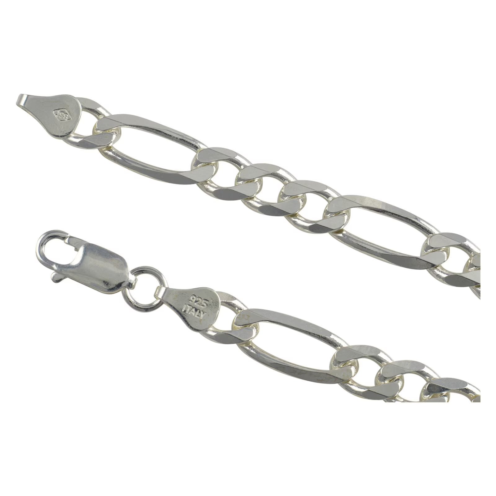 Solid .925 Sterling Silver Figaro Chain Bracelet L309233