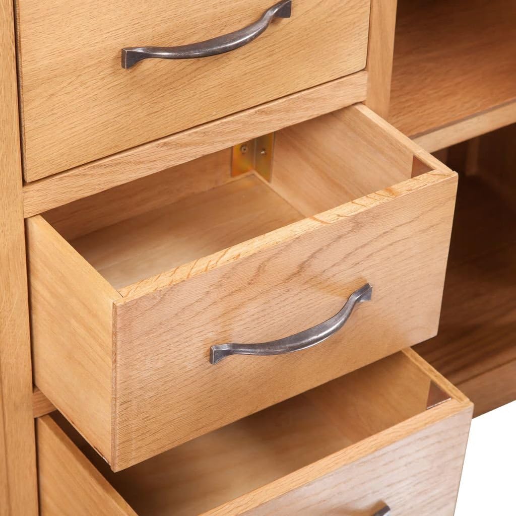 Oak Wooden Sideboard with 3 Drawers and 2 Cupboards Storage Cabinet X26753