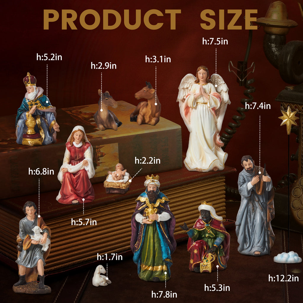 13 Pieces Resin Nativity Scene Set H4429
