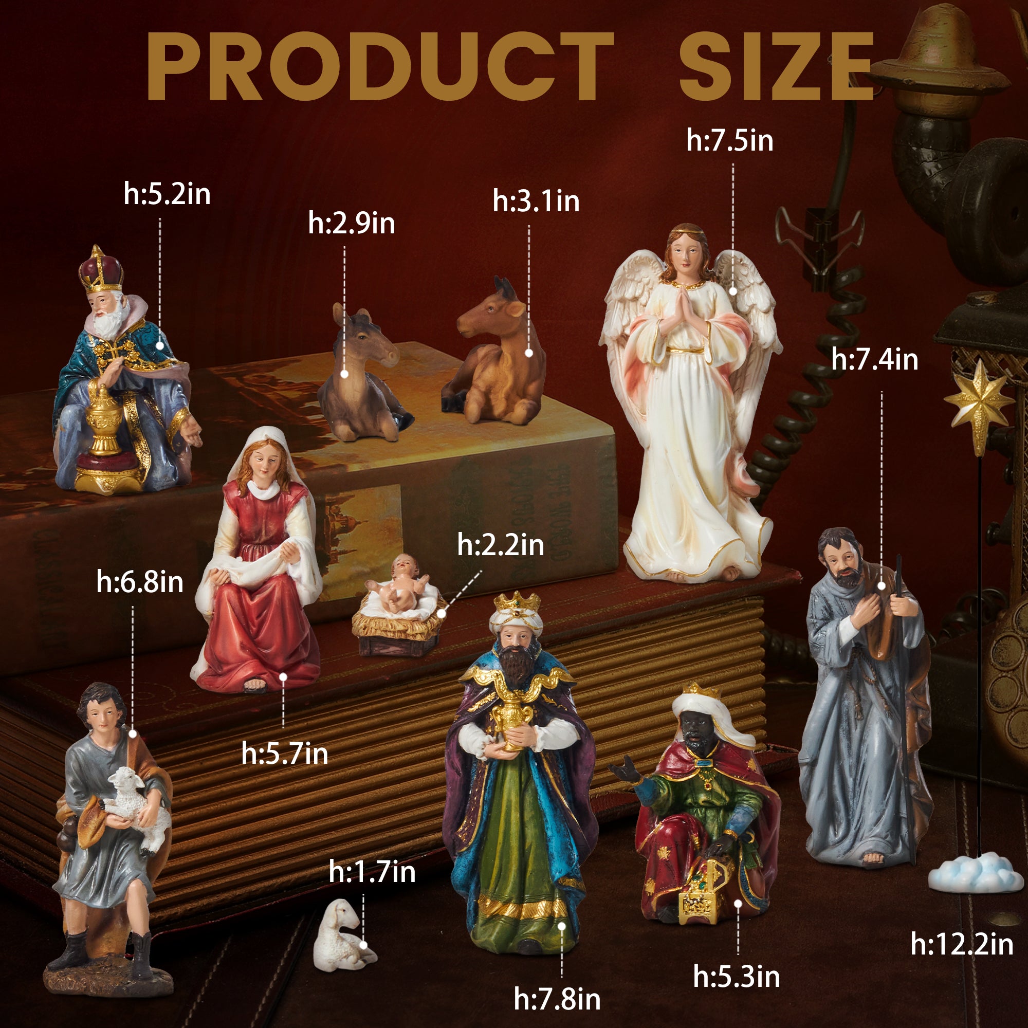13 Pieces Resin Nativity Scene Set H4429