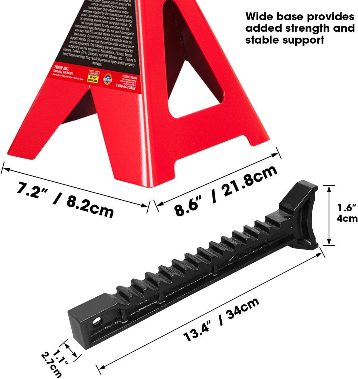 3 Ton Steel Jack Stands, Red, Pack of 2 T287