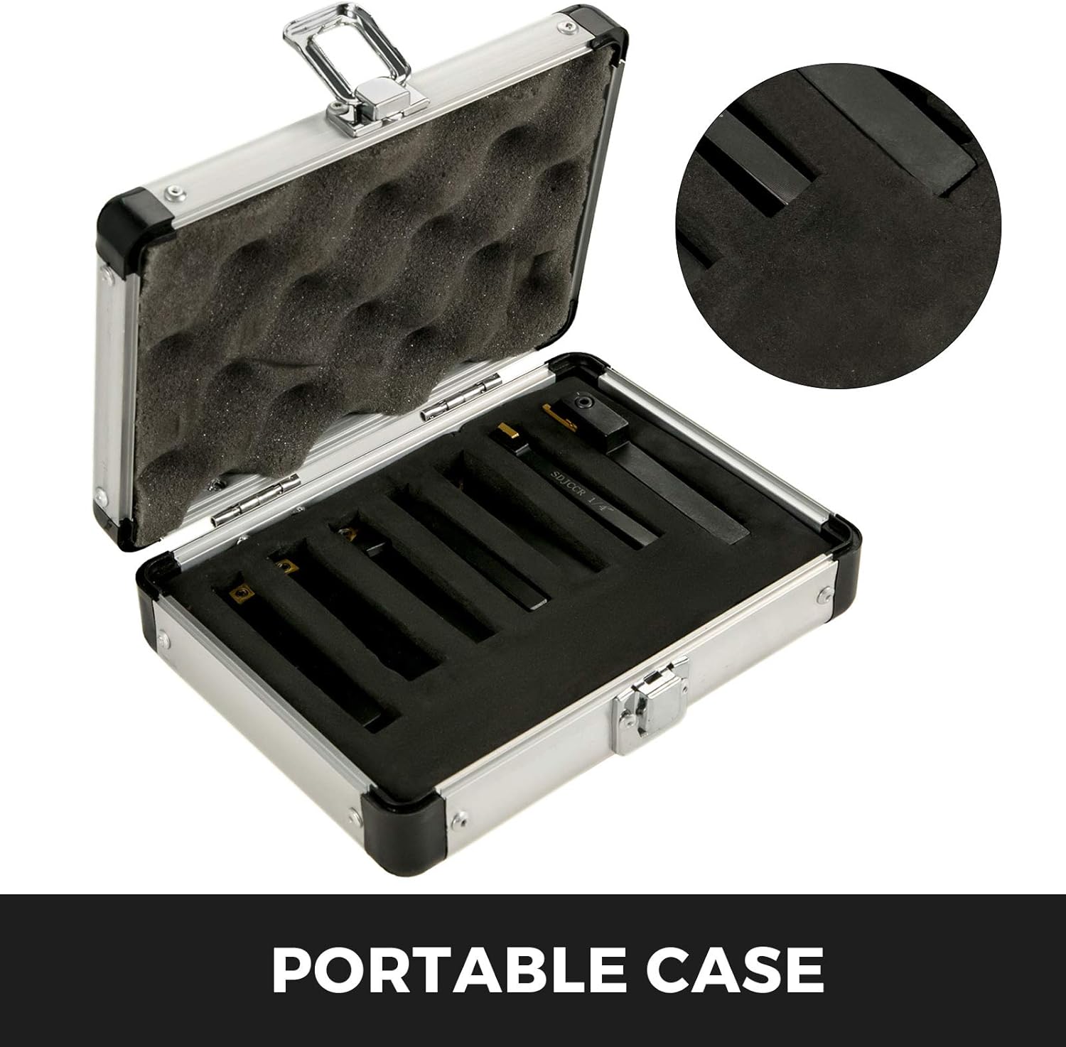 7 Pcs Carbide Lathe Turning Tool Set with Portable Case K3791