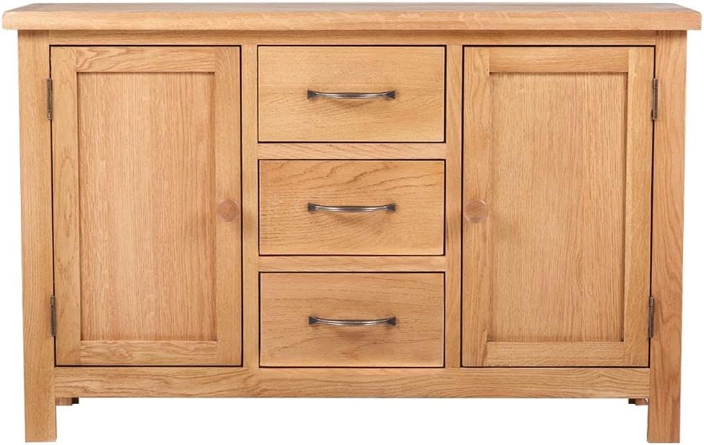 Oak Wooden Sideboard with 3 Drawers and 2 Cupboards Storage Cabinet X26753