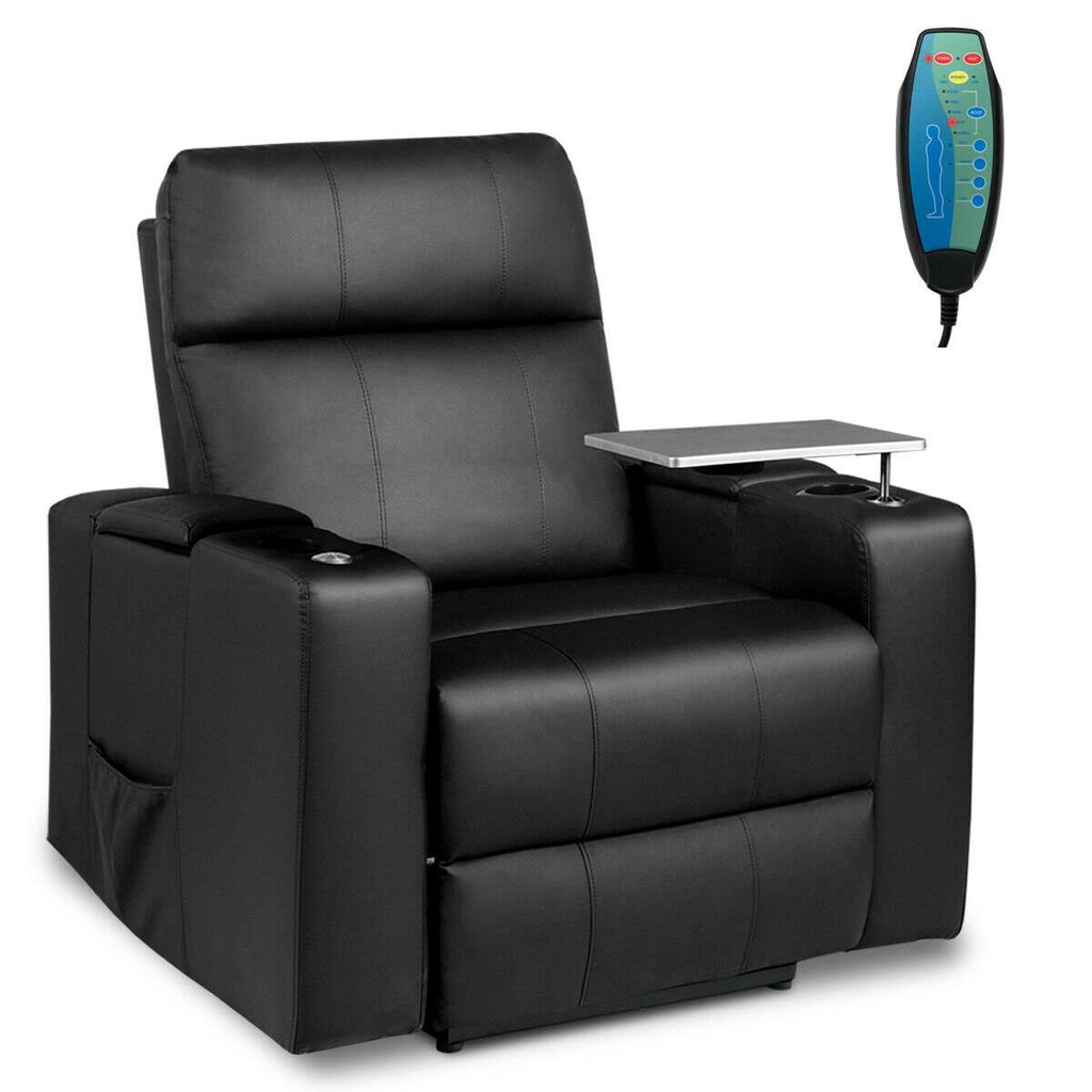 Black Massage Recliner Chair with Swivel Tray and Remote Control X225