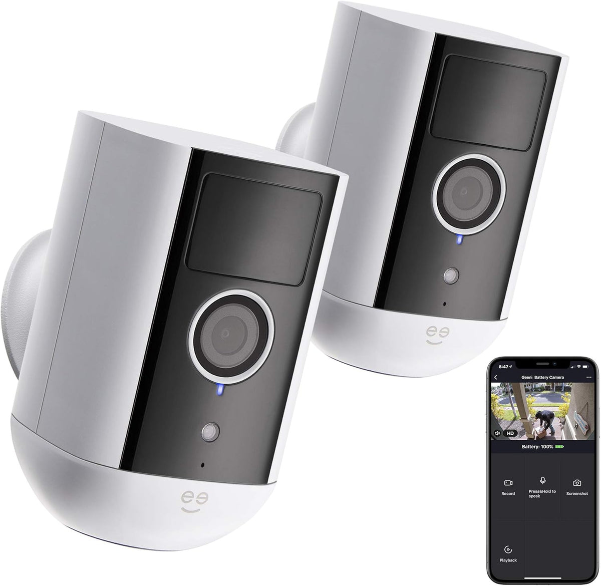 2 Pack 1080P Rechargeable Battery-Powered WiFi Security Camera C679