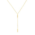 14K Solid Yellow Gold Double Bar Drop Necklace D798356