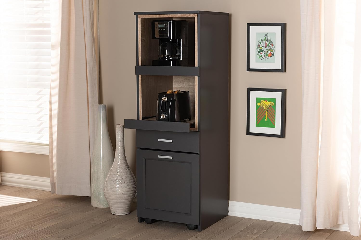 Dark Grey/Oak Brown Kitchen Cabinet V823
