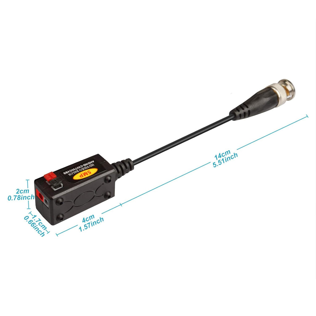 20 Pairs Passive HD BNC Video Balun Transceiver Transmitter AHD/TVI/CVI/CVBS Cable Connectors for CCTV Security Cameras R8729