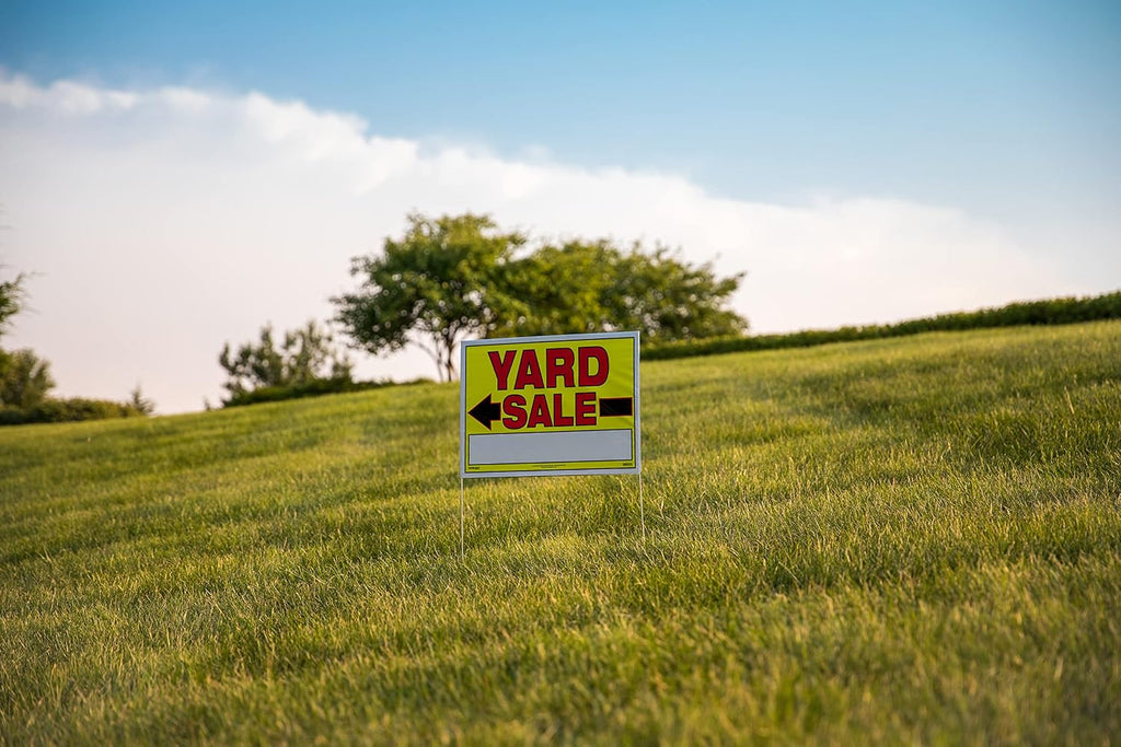 Yard Sale Sign with U-Stake, 32" H x 26" W, Yellow and Red, 10 Count Pack of 2 N681721