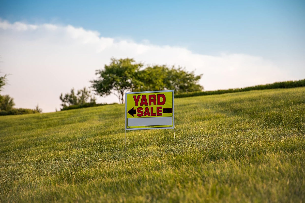 Yard Sale Sign with U-Stake, 32" H x 26" W, Yellow and Red, 10 Count Pack of 2 N681721