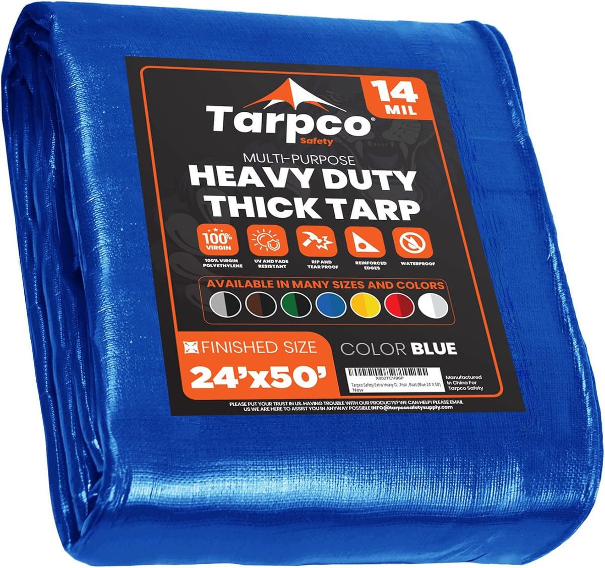 Extra Heavy Duty 14 Mil Waterproof Poly Tarpaulin with Reinforced Edges R478605