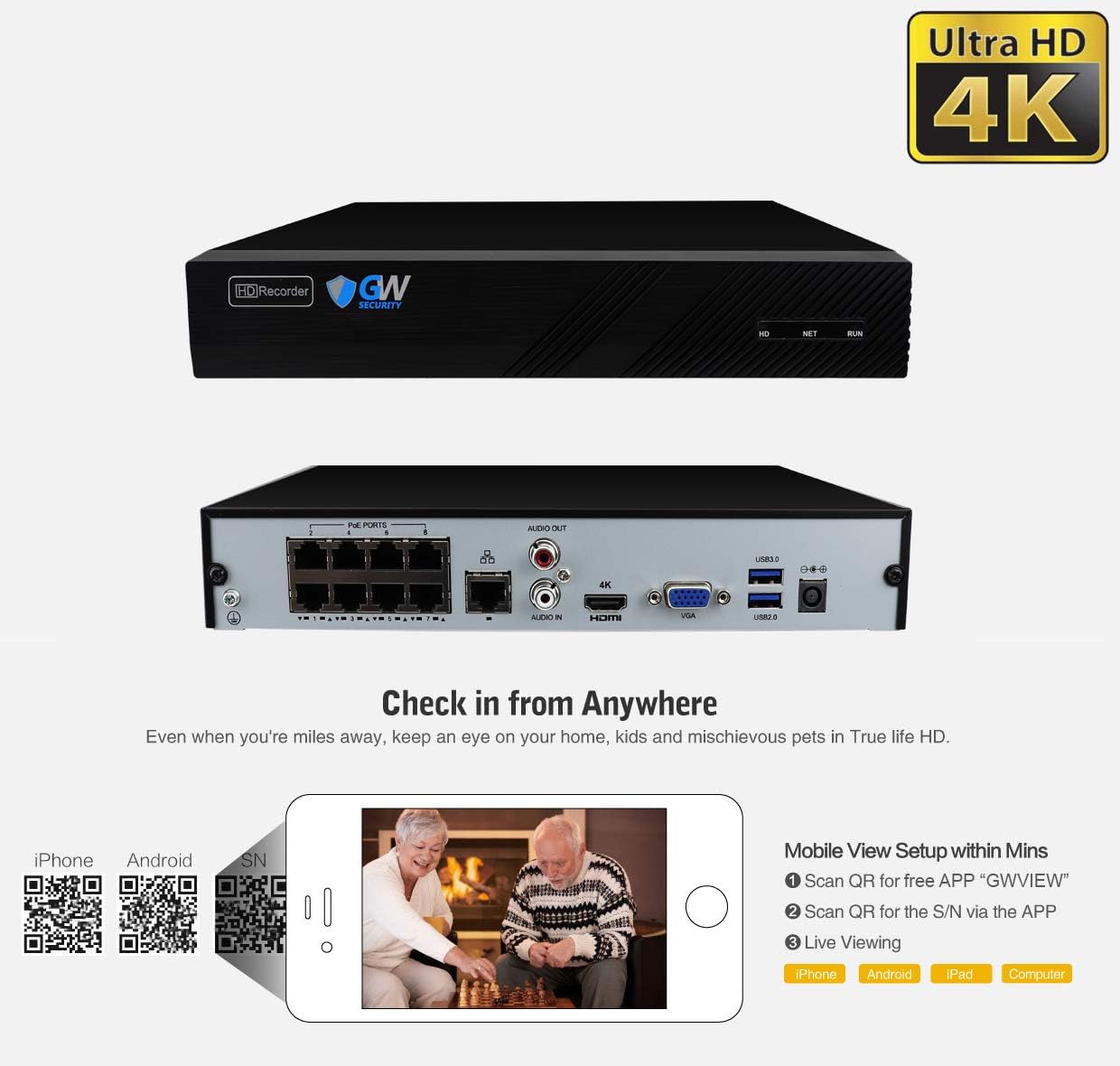8 Channel 4K NVR 5MP POE Security Camera System with 2TB Hard Drive D81752