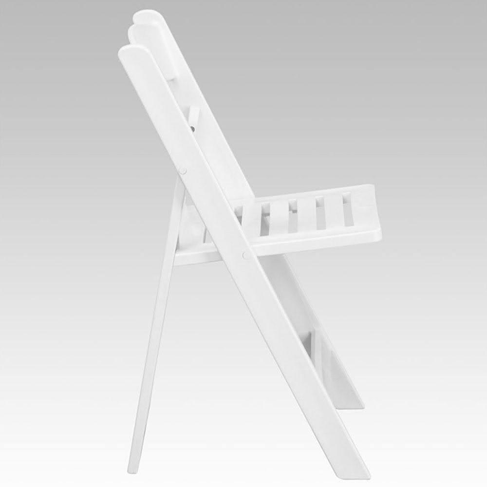 White Resin Folding Chair with Slatted Seat M40498