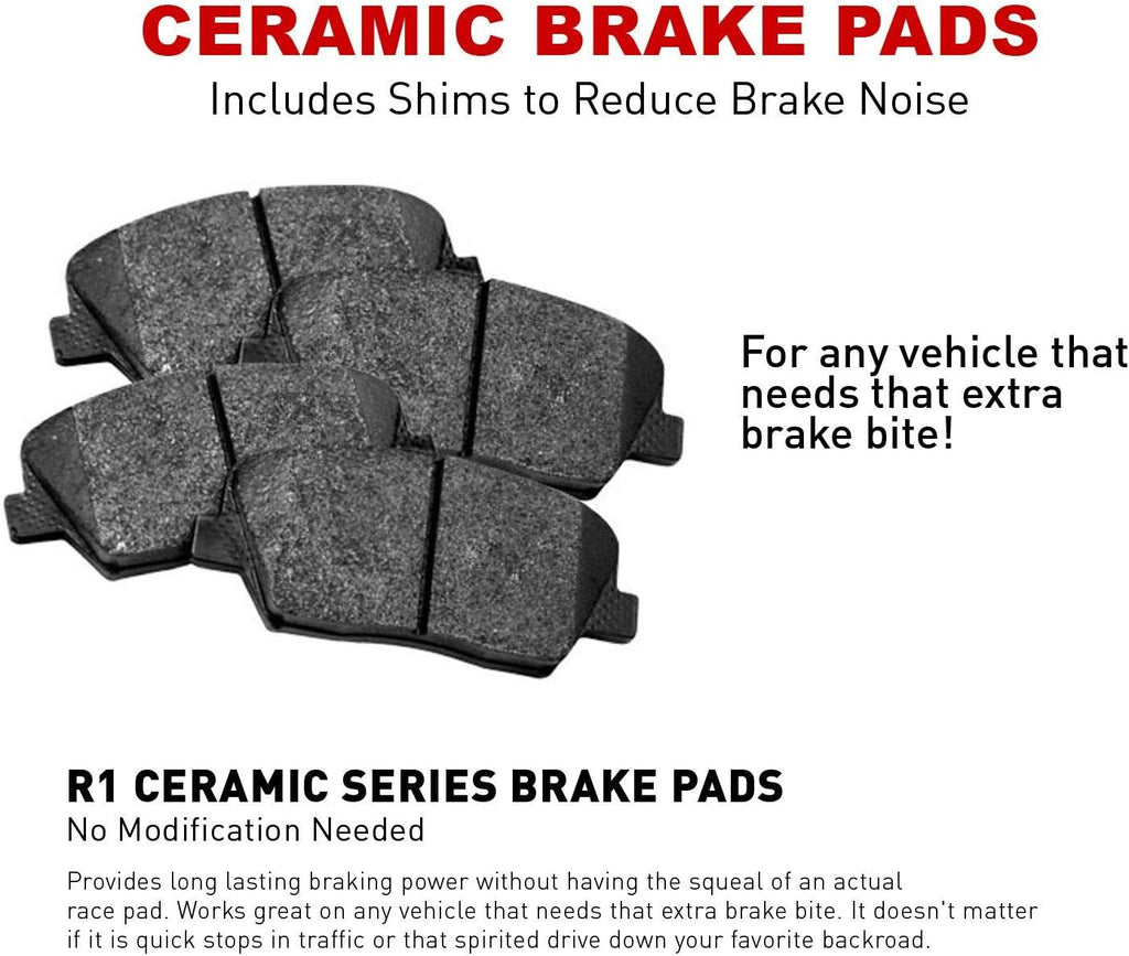 Front Brake Rotors Drilled with Ceramic Brake Pads L9432