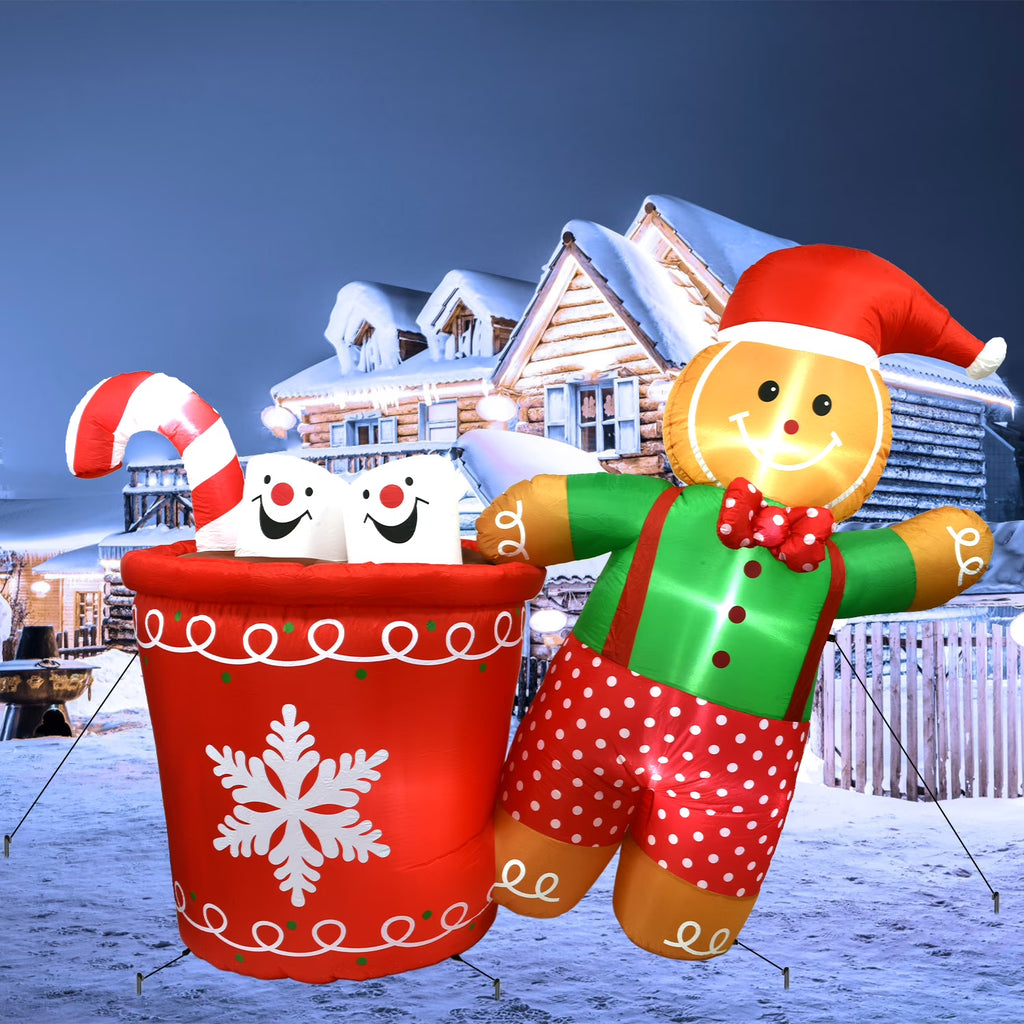 5.9ft Christmas Inflatable Gingerbread Man with LED Lights L12810