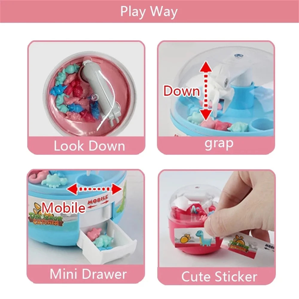 Kids Mini Claw Machine Toys with Dinosaur Figures F7030