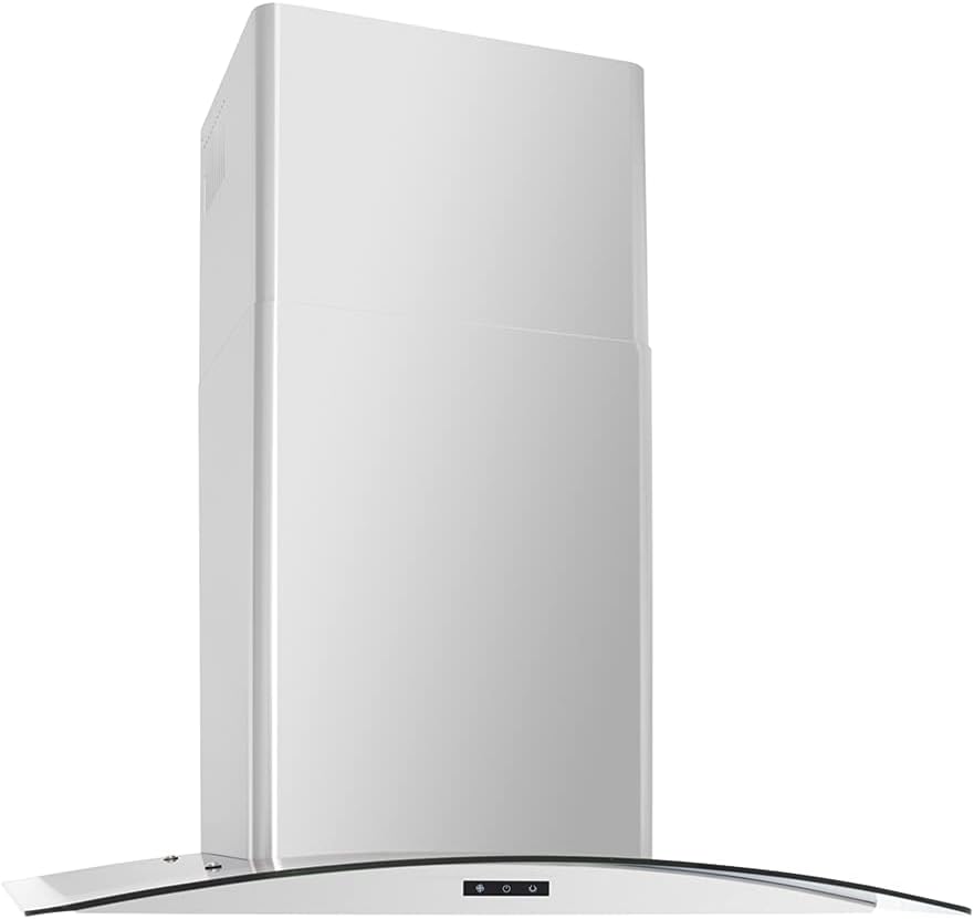 30''/36'' wall-mount range hood with glass chimney, 750 CFM, LED speed indicator, Dual-level lighting E499059