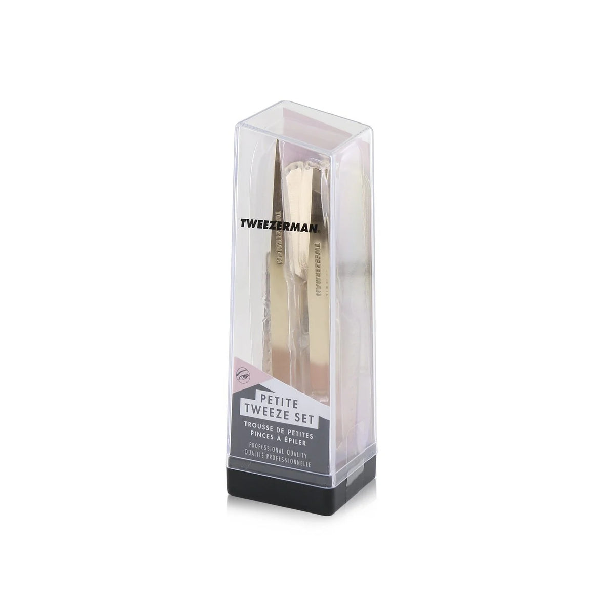 Slant Tweezer + Point Tweezer Set with Rose Gold Leather Case U5835