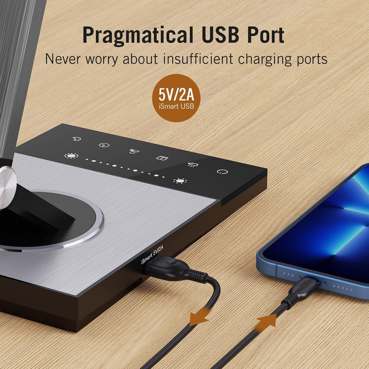 Metal LED Desk Lamp with USB Port, Touch Control A226