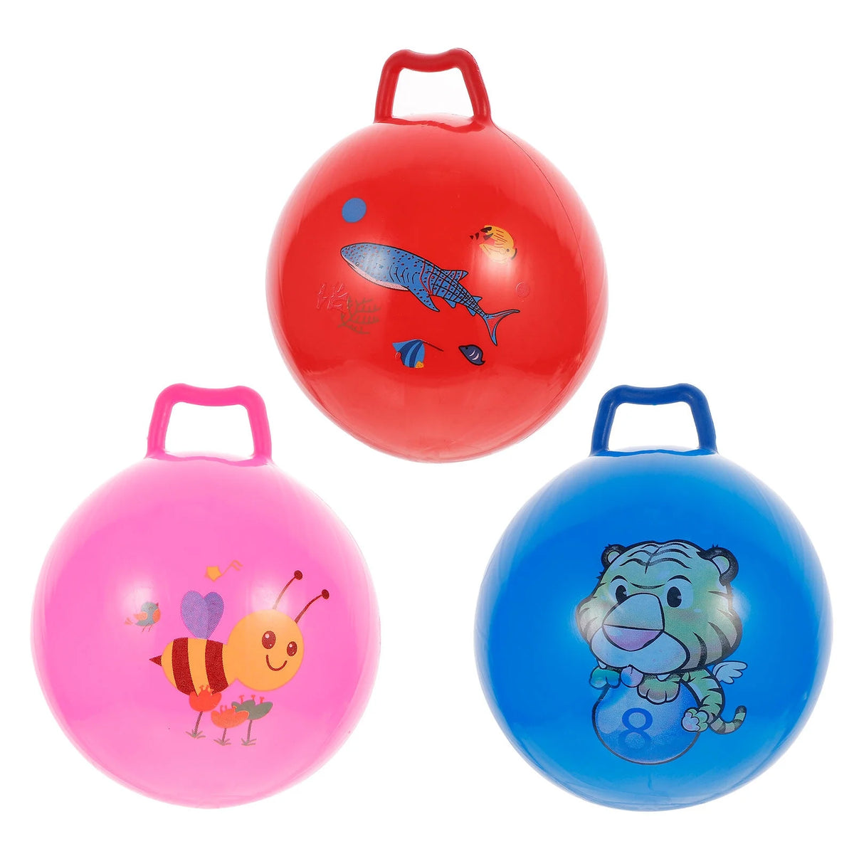 3Pcs Inflatable Hopper Balls with Handle I14367