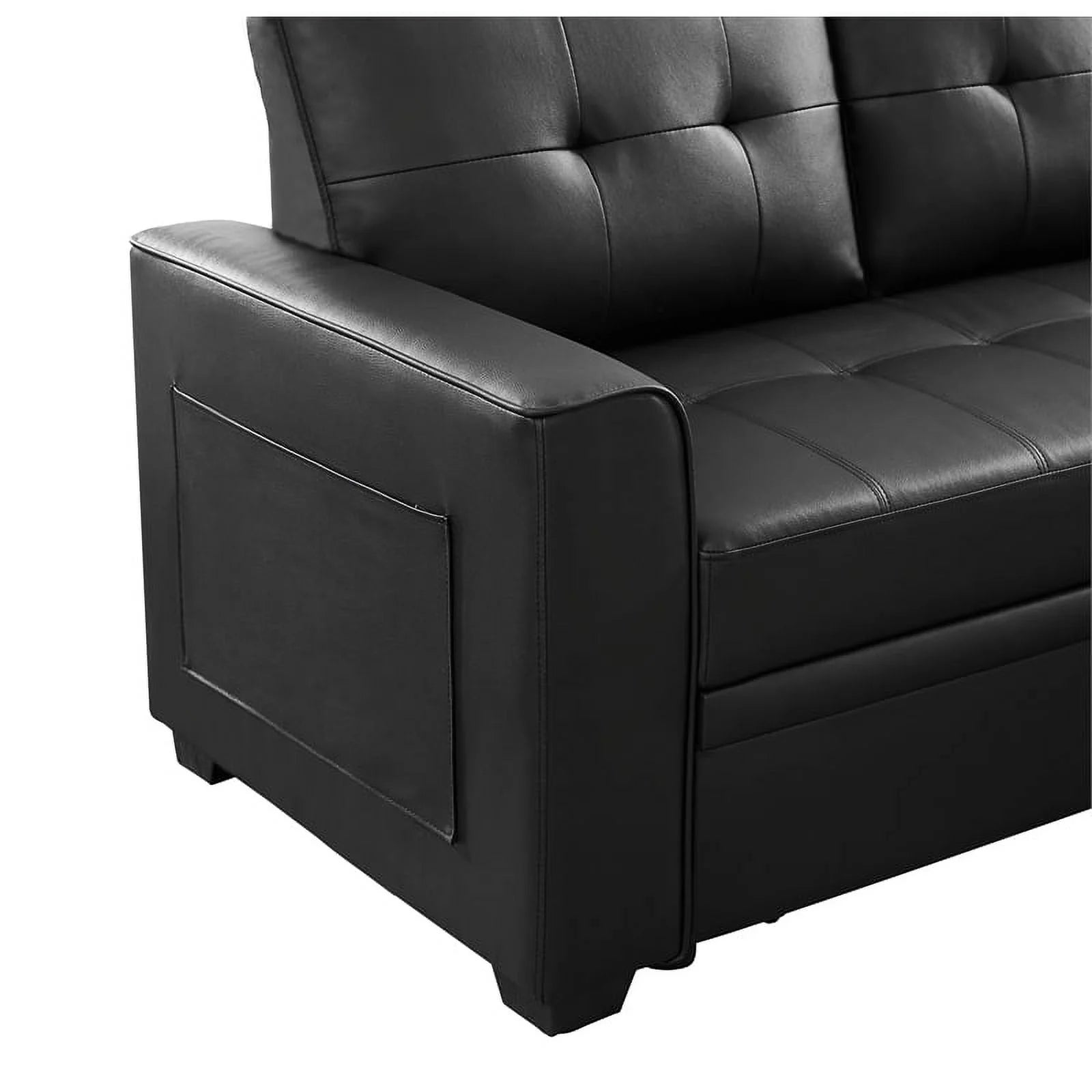 Black 84" Wide Sectional Sofa with Pull Out Sleeper Bed R4605