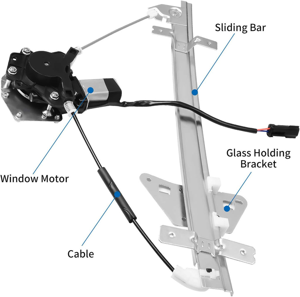 Power Window Regulator with Motor for Rear Driver Side Compatible with 1998-2003 Dodge Durango, 2000-2004 Dodge Dakota Crew Cab Pickup, Pack of 2 O48525