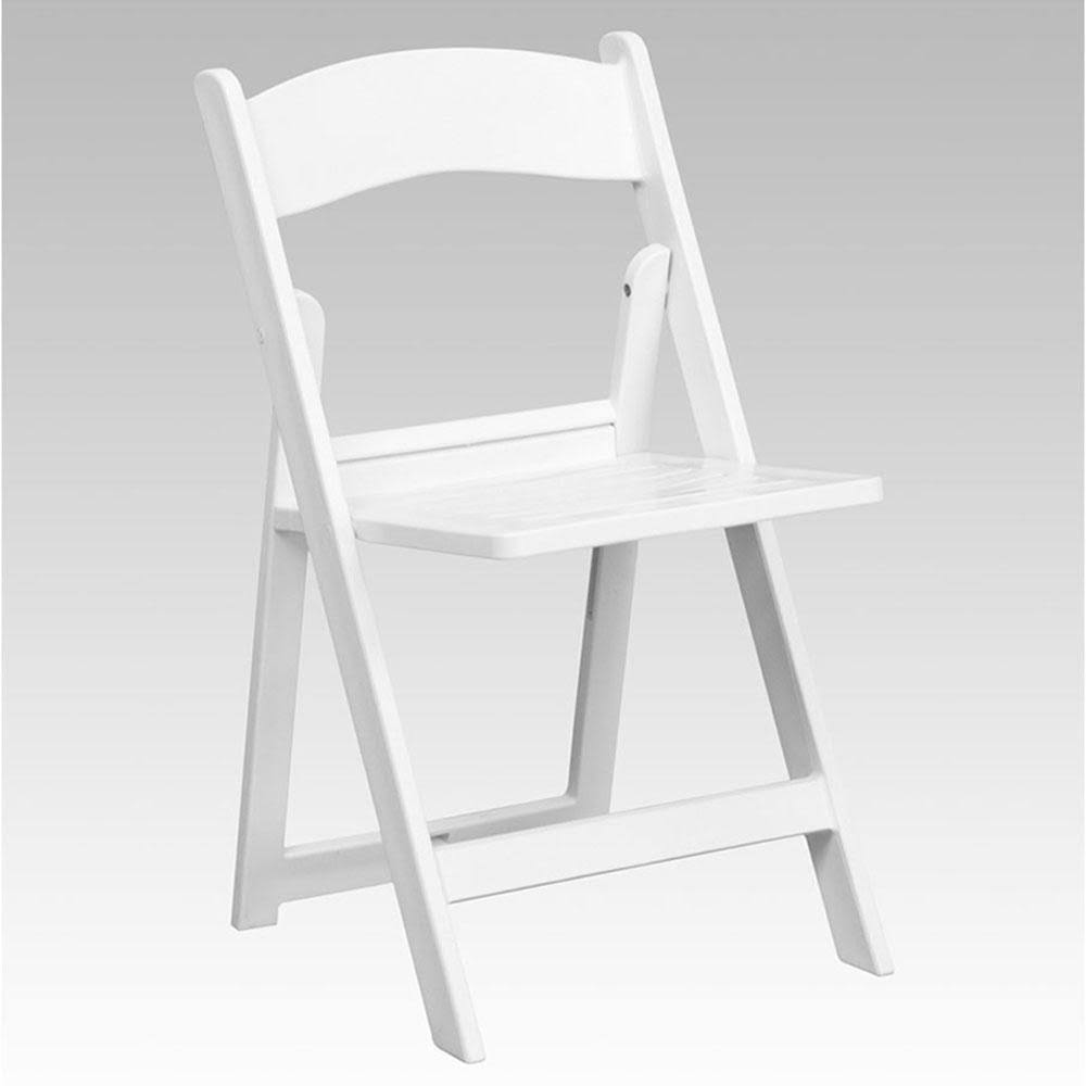 White Resin Folding Chair with Slatted Seat M40498