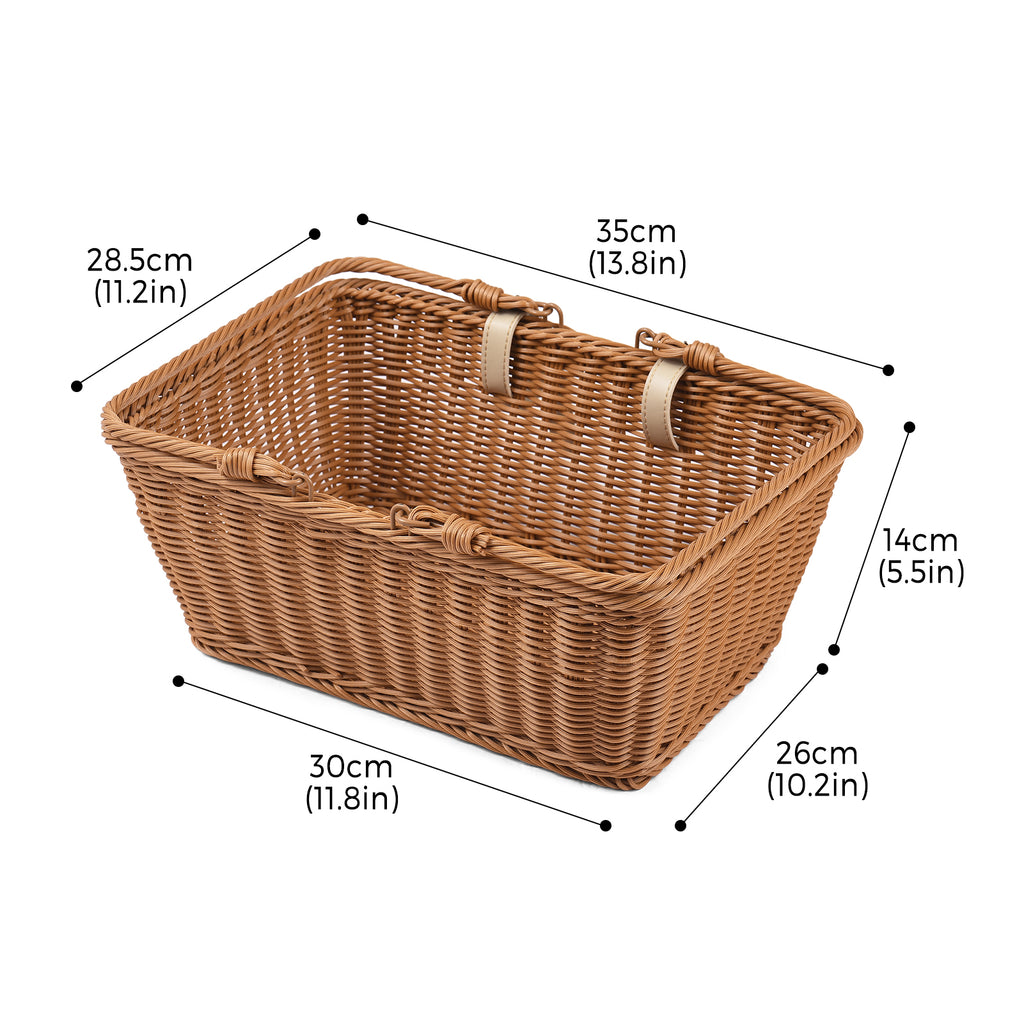 Hand-woven Wicker Handlebar Bike Basket with Leather G4748