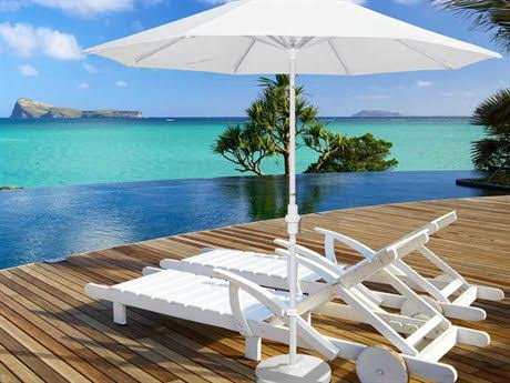 9 ft. Matted White Aluminum Market Patio Umbrella D6483