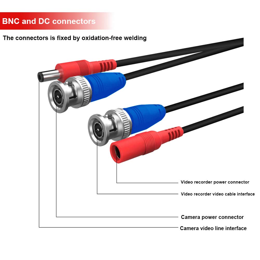 4 Pack 200 Feet BNC Video Power Cable Wire for CCTV Camera DVR Surveillance System N2927