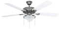52 inch 5 Blade Ceiling Fan in Brushed Pewter with Alabaster Glass A16476