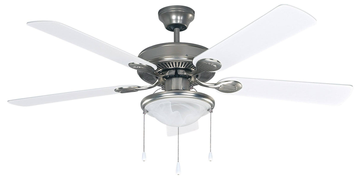 52 inch 5 Blade Ceiling Fan in Brushed Pewter with Alabaster Glass A16476