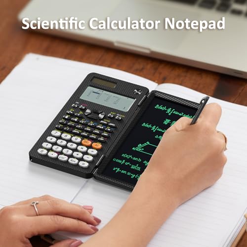 Black Rechargeable Scientific Calculator with Writing Pad and Hard Case C81505