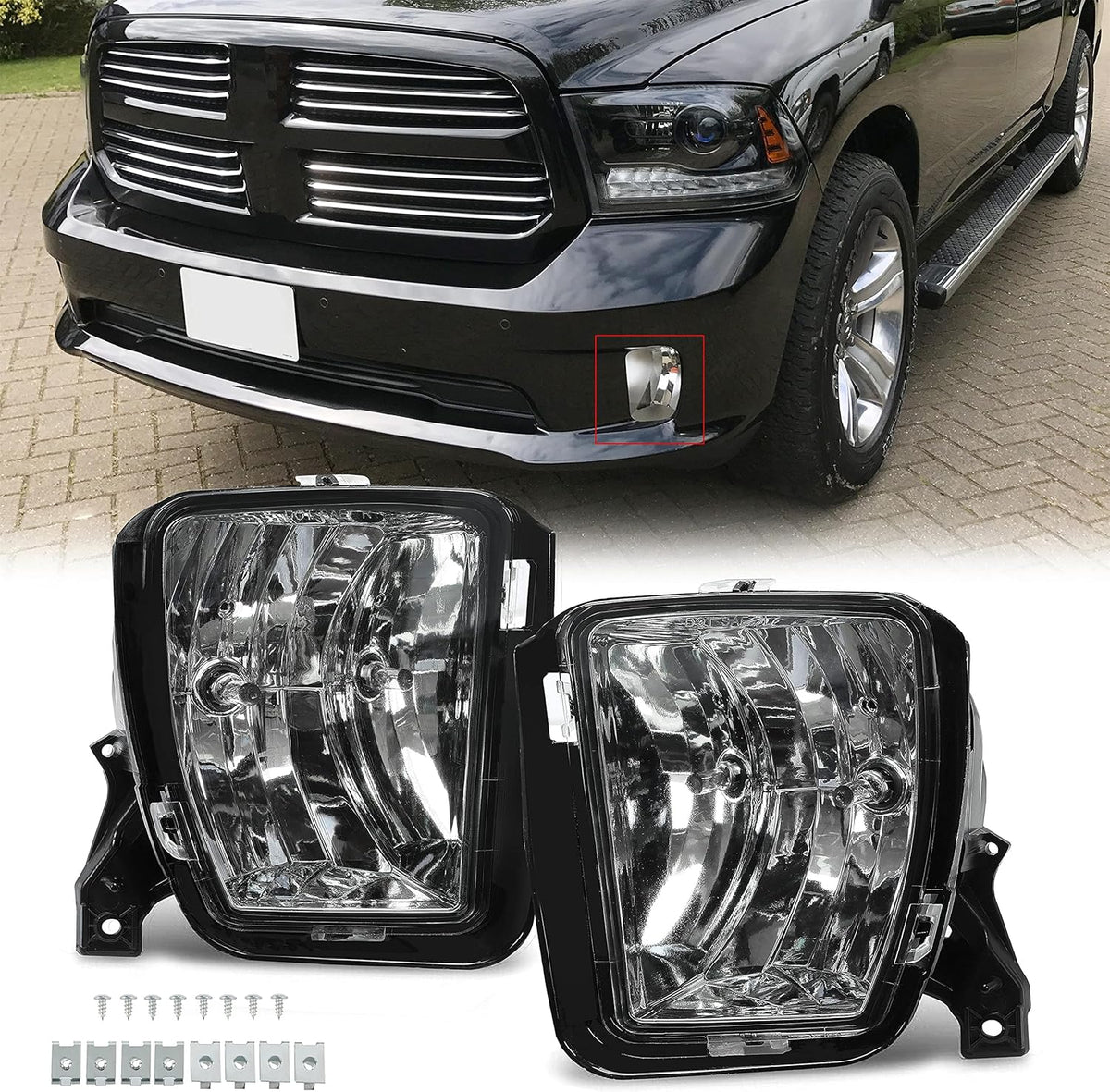 Fog Light Lamps with Bulbs Clear Lens B9563