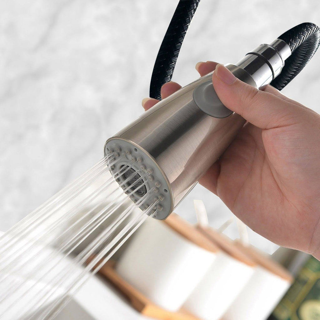 Commercial Stainless Steel Single Handle Pull Down Sprayer Kitchen Faucet D83613