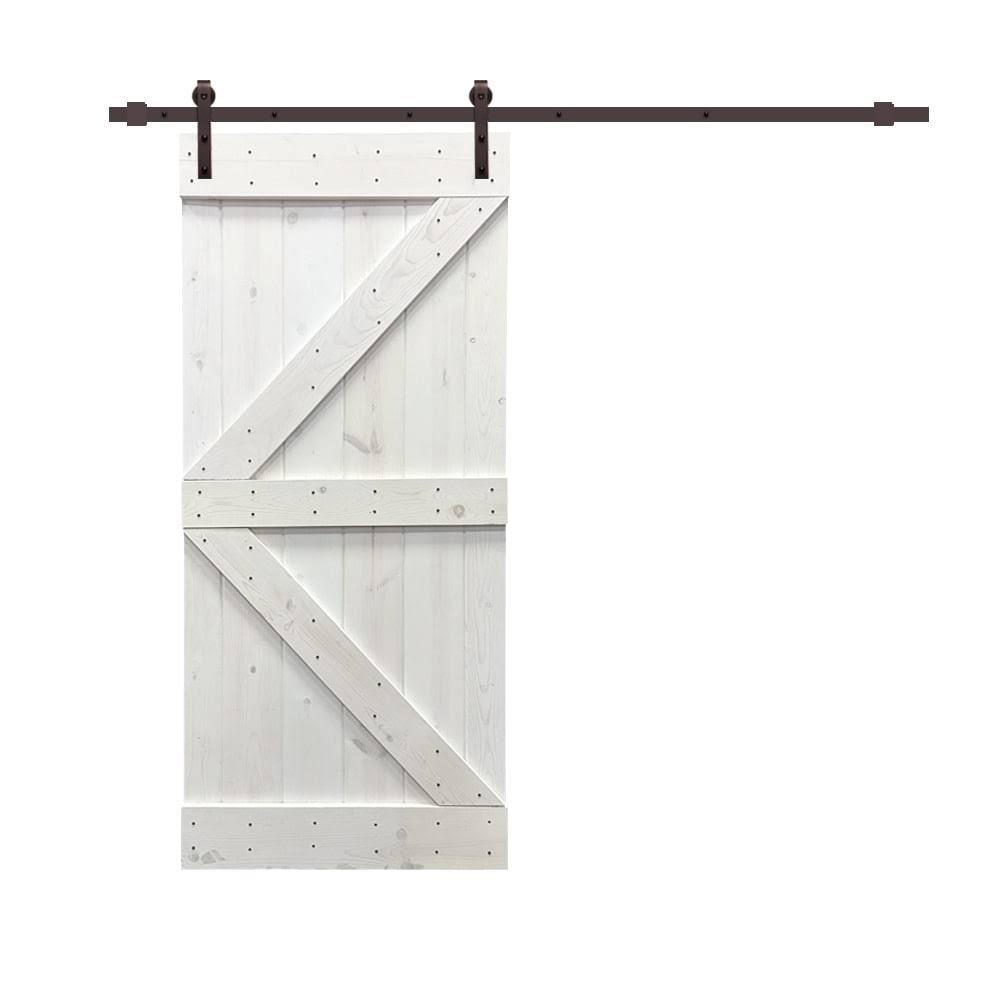 Colonial Maple Stained Wood Sliding Barn Door with Hardware Kit F93763