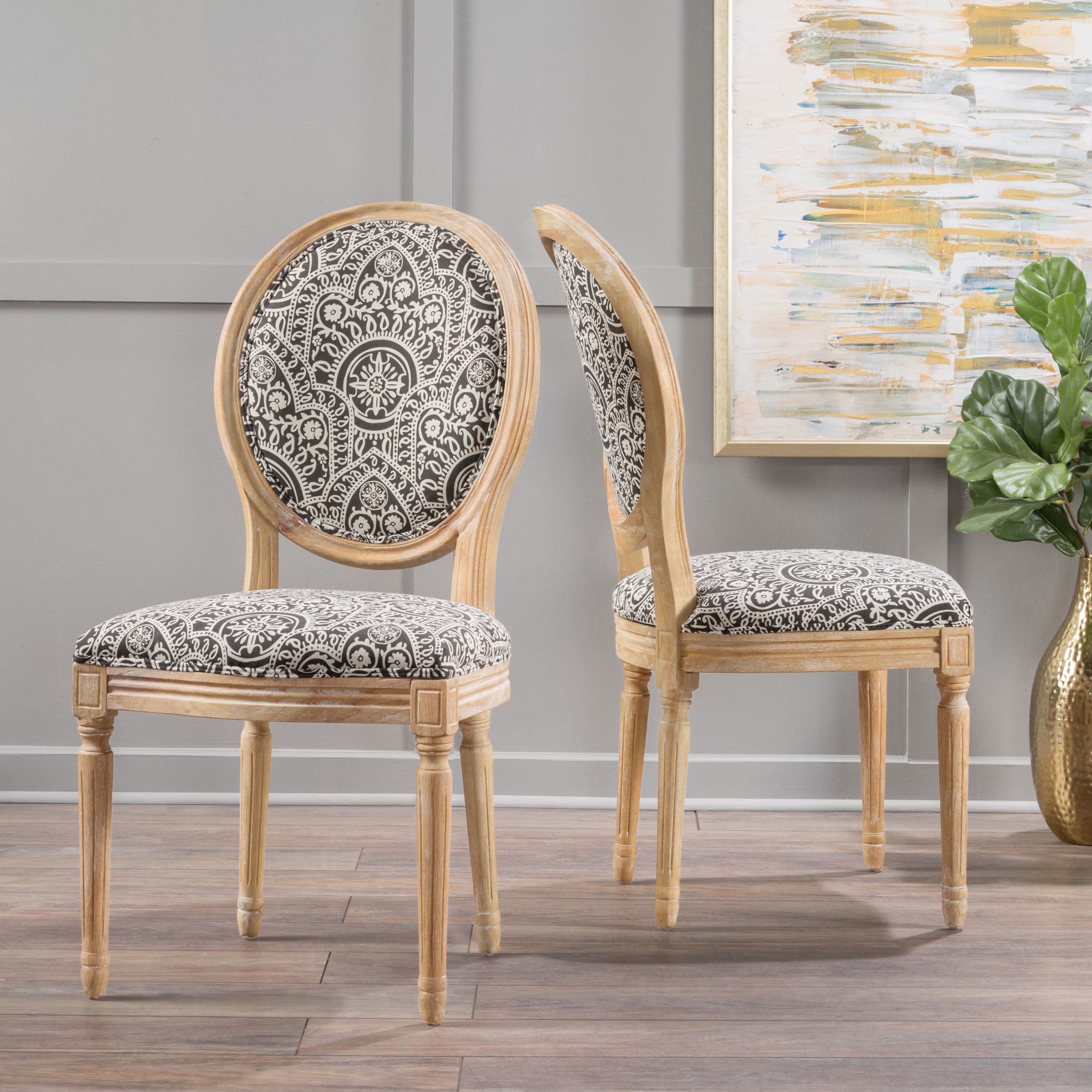 Black Fabric Dining Chairs, Set of 2 G43968