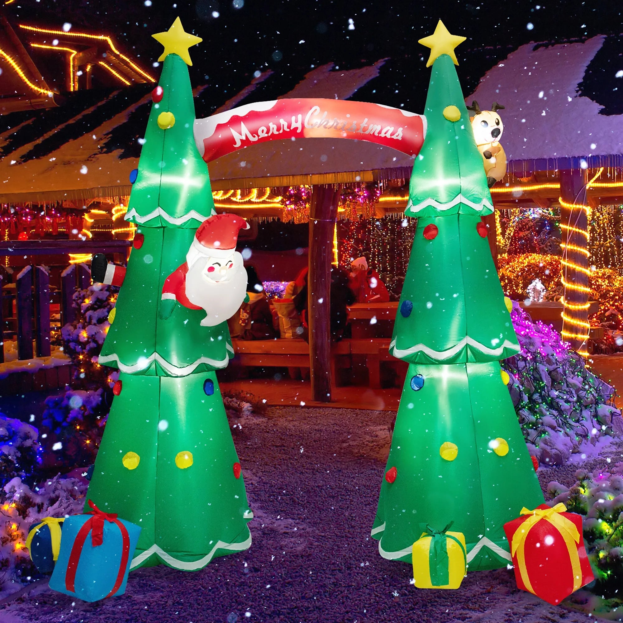10FT Tall Christmas Inflatable Arch with Air Blower & LEDs E844677