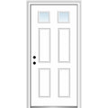 32 in. x 80 in. Right-Hand Inswing 2-Lite Clear 4-Panel Primed Steel Prehung Front Door S46380