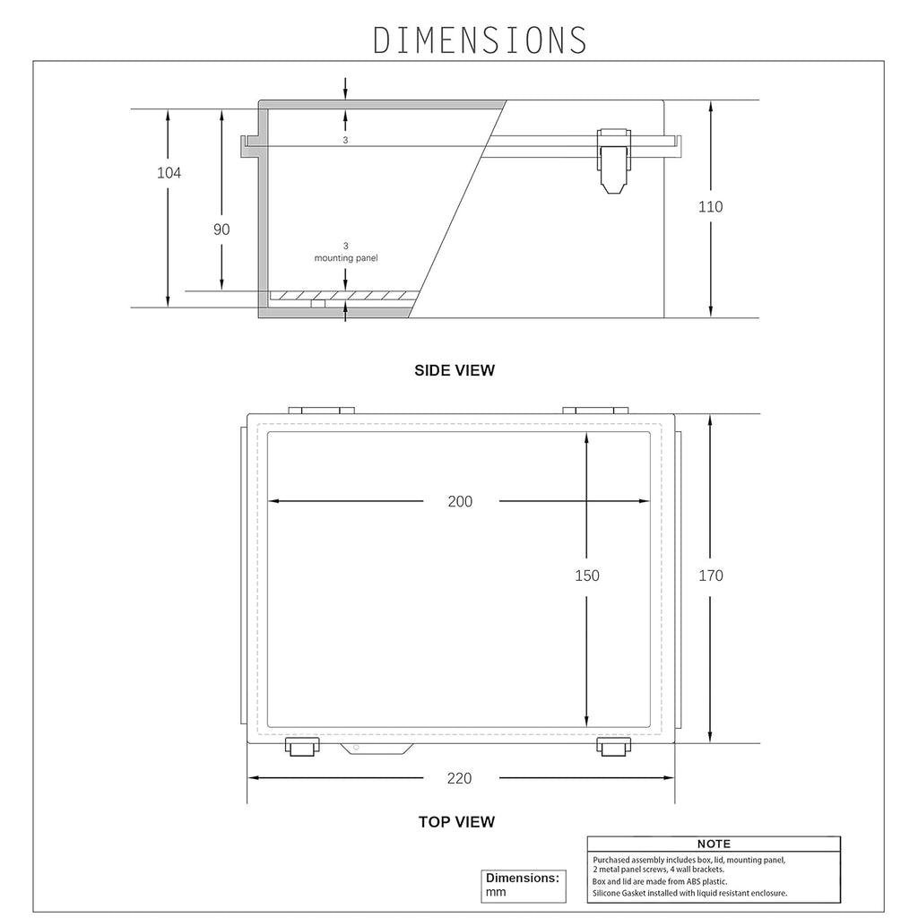 IP67 Waterproof Plastic Junction Box with Hinged Cover and Mounting Plate P375303