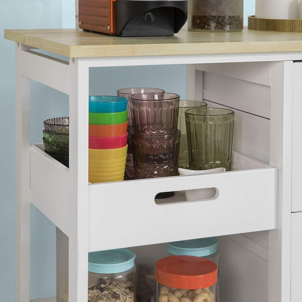 Kitchen Cart with 3 Drawers and Open Storage Shelf L93695
