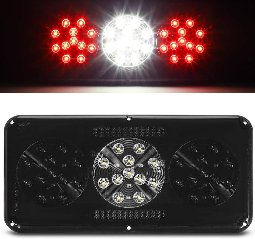 1Pc Rectangular Red Triple LED Trailer Tail Light Clear Lens C834528