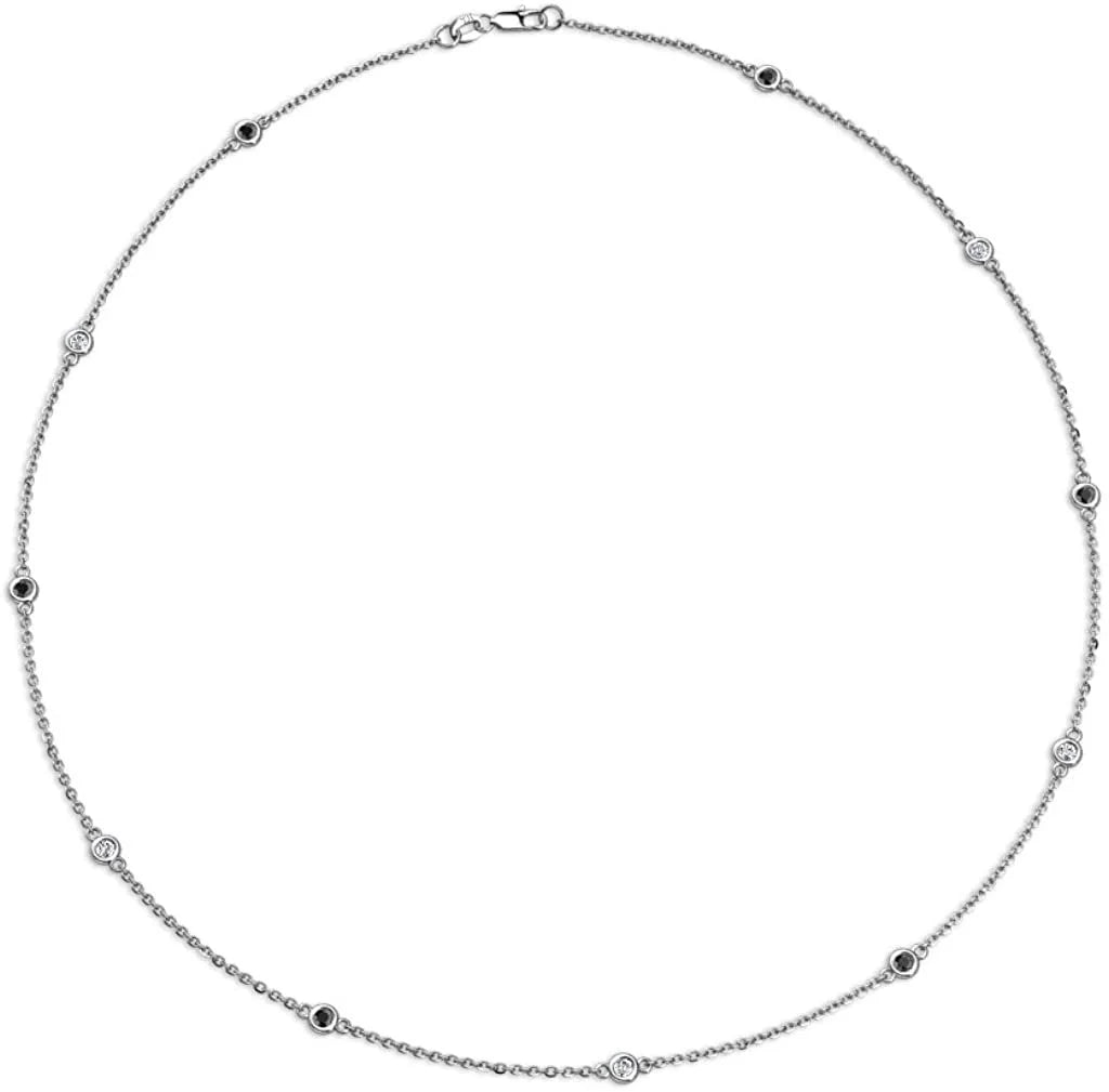 Black & White Diamond 11 Stations Necklace 0.35 ct tw 14K White Gold U65926