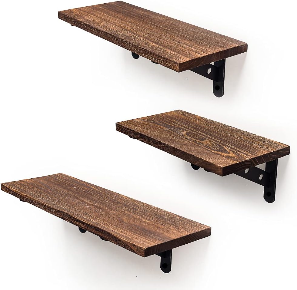 White Rustic Wood Floating Shelves Set of 3 F4561