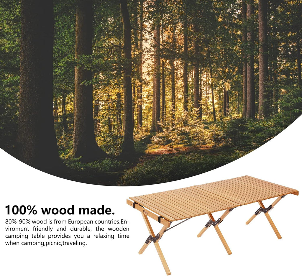 4ft Low Folding Solid Wood Picnic Table with Carry Bag K943611